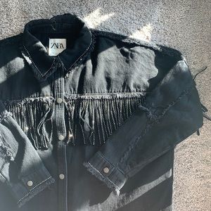 Black Jean Bedazzled Jean Jacket Zara